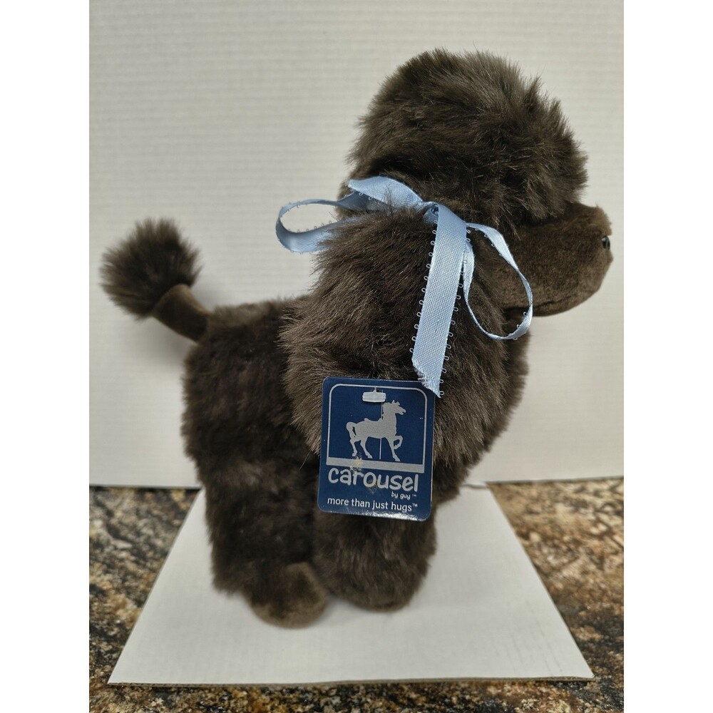 Vintage 1985 Carousel By Guy Brown Poodle Plush With Blue Ribbons And Tag